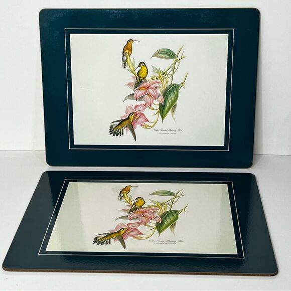 Golden Throated Humming Bird John Gould Set of 2 Corkboard Placemats - Picture 1 of 4